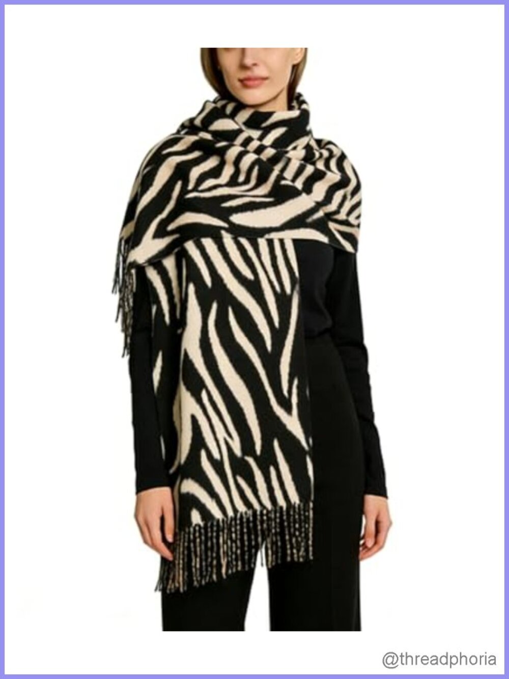 Chunky Plaid Winter Scarf & Wrap Shawl, Soft Tassel
